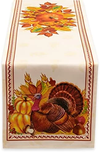 Printed Fall Table Runner, Thanksgiving Harvest Party Collection - Wrinkle Free 14 X 108 Inch Rectangle Tabletop For Kitchen Dining Tabletop Decoration Parties Weddings 9 Printed Fall Table Runner, Thanksgiving Harvest Party Collection - Wrinkle Free 14 X 108 Inch Rectangle Tabletop For Kitchen Dining Tabletop Decoration Parties Weddings - Image 7