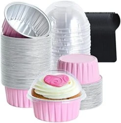 Mini Cake Pans With Lids 50 Pcs Mini Loaf Pans With Lids&Spoon, Rectangle Aluminum Foil Baking Pans, Disposable Mini Loaf Baking Pans For Baking Bread Cupcake Muffin Brownie (Gold&Pink) -Wilton Shop 51a6wqnnIWL. AC