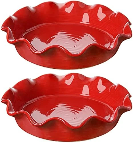 Eramic Pie Pans For Baking, 11 Inches Deep Dish Pie Plate For Apple Pie, Pot Pie, 48 Ounce Baking Dish With Ruffled Edge, Set Of 2, White 8 Eramic Pie Pans For Baking, 11 Inches Deep Dish Pie Plate For Apple Pie, Pot Pie, 48 Ounce Baking Dish With Ruffled Edge, Set Of 2, White - Image 6