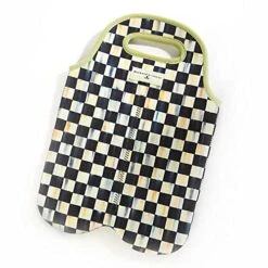 Ackenzie Childs Courtly Check Royal Check Neoprene Wine Cooler Carrier Can Cooler Cozie (Mackenzie Childs Courtly Check Double Bottle Wine Cooler)