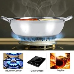 Stainless Steel Hot Pot, Two Flavor Separation Induction Cooker Hot Pot With Heatproof Handle, Usable Safe For Induction Cooker, Gas Stove, Electric Cooker (Size : 27 Cm) -Wilton Shop 51aBgpRbcCL