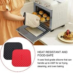 2 Pieces 8.4inch Silicone Air Fryer Liners Square Reusable Air Fryer Mats Non-Stick Air Fryer Pads For Air Fryer Baking Steaming Cooking -Wilton Shop 51aFFSADccS