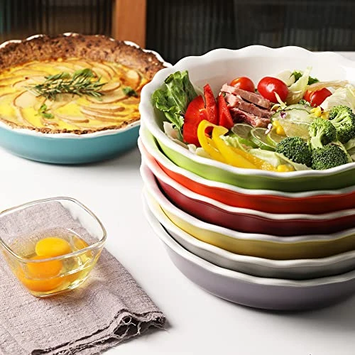 Ceramic Pie Pan For Baking, 10 Inches Round Baking Dish For Dinner, Non-Stick Pie Plate With Soft Wave Edge For Apple Pie, Pumpkin Pie, Pot Pies (White) 5 Ceramic Pie Pan For Baking, 10 Inches Round Baking Dish For Dinner, Non-Stick Pie Plate With Soft Wave Edge For Apple Pie, Pumpkin Pie, Pot Pies (White) - Image 3