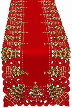Embroidered Christmas Holiday Holly Tree Table Runner, Dresser Scarf, Rectangular 16 X 72 Inch -Wilton Shop 51aHdxsAAEL. AC 3