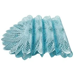 Round Placemats Set Of 4 Pressed Vinyl Metallic Blue Place Mats Wipe Clean For Dinner Table, Heat Resistand PVC Tablemats Home Decor Non Slip Place Mats 15 Inches (Sun Flower) -Wilton Shop 51aMDDIsdAL