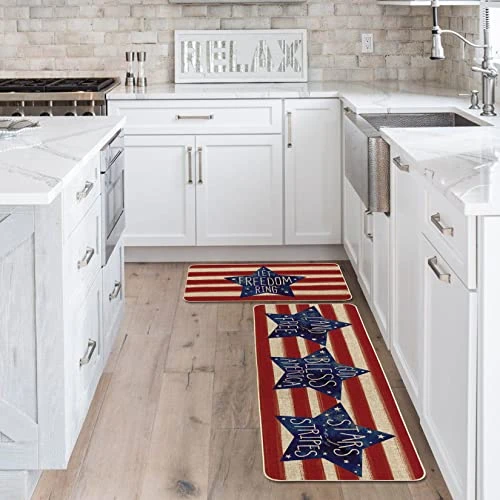 Artoid Mode Stripes Let Freedom Ring Kitchen Mats Set Of 2, 4th Of July Patriotic Liberty Decorations For Home Kitchen - 17x29 And 17x47 Inch 6 Artoid Mode Stripes Let Freedom Ring Kitchen Mats Set Of 2, 4th Of July Patriotic Liberty Decorations For Home Kitchen - 17x29 And 17x47 Inch - Image 4