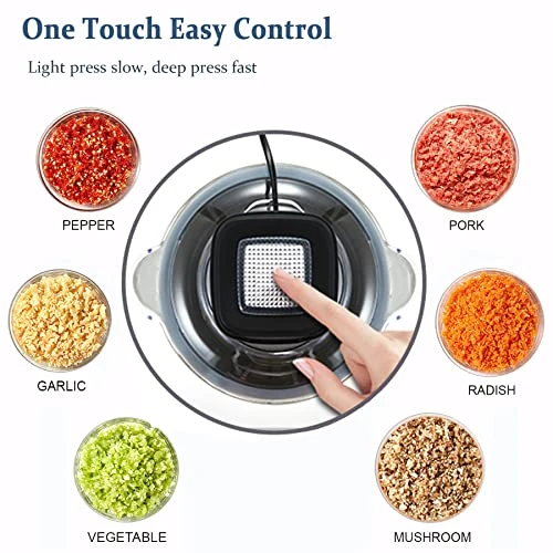 Food Chopper, 5 Cup Food Processor Mini Electric, 250W Meat Grinder With 4 Bi-Level Blades, Small Stainless Steel Mincer For Kitchen, Vegetable, Onion, Garlic, Salad, Baby Food, Fruit, Nuts 4 Food Chopper, 5 Cup Food Processor Mini Electric, 250W Meat Grinder With 4 Bi-Level Blades, Small Stainless Steel Mincer For Kitchen, Vegetable, Onion, Garlic, Salad, Baby Food, Fruit, Nuts - Image 2