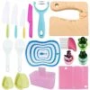 19 Pieces Wooden Kids Kitchen Safe Knife Set Include Wood Knife Sushi Rice Ball Mold Vegetable Cutter Shapes Potato Slicers Cooking Knives Peeler Cutting Board For Children -Wilton Shop 51afmCFeUjL