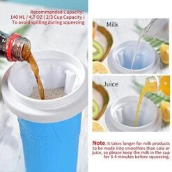 Slushy Cup - Tik Tok Magic Quick Frozen Smoothie Cup, Double Layer DIY Homemade Slushy Maker Cup, Food Grade Silicone Slushie Maker Cup With Spoon & Cleaning Brush For Kids, Birthday Gift - Blue -Wilton Shop 51ajUaB3oNL