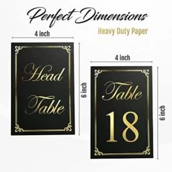 GENERIC Black And Gold Table Numbers Cards, Numbered 1-30 And Head Table Card, Wedding Table Numbers, Table Seating Cards, Gold Table Numbers Perfect For Wedding Reception 12 GENERIC Black And Gold Table Numbers Cards, Numbered 1-30 And Head Table Card, Wedding Table Numbers, Table Seating Cards, Gold Table Numbers Perfect For Wedding Reception -Wilton Shop 51alt7PdybL