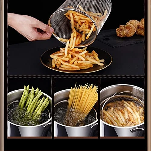 AYMAYA Soup Pot, Stainless Steel Asparagus Pot With Frying Basket Stock Pot Frying Pan Household Small Deep Frying Pan 6 AYMAYA Soup Pot, Stainless Steel Asparagus Pot With Frying Basket Stock Pot Frying Pan Household Small Deep Frying Pan - Image 4