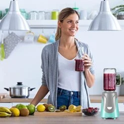 Vente Electric Personal Portable Blender, 18 Ounce Drink Mixer, Frozen Margarita, Shake & Smoothie Maker, Glass Jar With Stainless Steel Blades And 300-Watt Base, Compact BPA-Free, Turquoise BLH1002T -Wilton Shop 51aoJQmyjhL