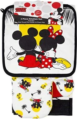 Mickey And Minnie Mouse Kitchen Towel Potholder Oven Mitt 4-Piece Set
