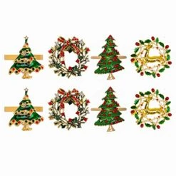 8 Pieces Christmas Napkin Rings Wreath Christmas Tree Napkin Holders Table Decor Set For Christmas Holiday Dinner Wedding Party Banquet Dinning Table Decoration