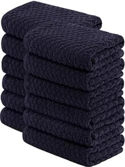 [12 Pack] Kitchen Dish Hand Towels, 100% Cotton Dobby Weave, 410GSM Absorbent Terry Cleaning Cloth, 15x26, Grey -Wilton Shop 51auHJxQgLL. AC