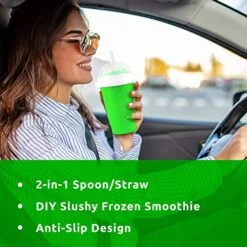 Slushy Cup Tik Tok - Double Layer Quick Frozen Magic Slushie Cup With Lid&Straw - Homemade Cool Stuff For Smoothies Drinks Shakes Juices And Soda - DIY Slushie Maker Cup For Friends&Family (Blue) -Wilton Shop 51awVy2vHZL