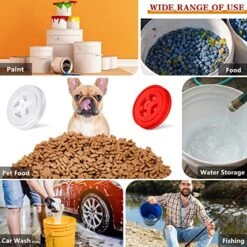 4 Pieces 5 Gallon Bucket With Lid Seal Lid Bucket Twist Lid Plastic Bucket Seal Lid Bucket Leakproof Lid Food Storage Container Lid Compatible With Gamma (White, Red) -Wilton Shop 51awZS0trsL