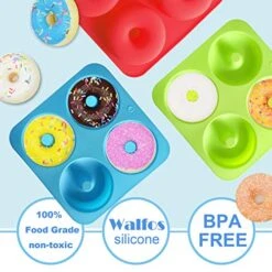 Full Size Silicone Donut Mold - 4 Inch Big Size Silicone Doughnut Pan Set, Non-Stick, Just Pop Out! Heat Resistant, BPA FREE And Dishwasher Safe, For Donut Cake Biscuit Bagels (3PK) 10 Full Size Silicone Donut Mold - 4 Inch Big Size Silicone Doughnut Pan Set, Non-Stick, Just Pop Out! Heat Resistant, BPA FREE And Dishwasher Safe, For Donut Cake Biscuit Bagels (3PK) -Wilton Shop 51axup9cq0L