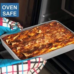 Baking Sheet Rectangular Cake Pan, Stainless Steel Lasagna Pan For Lasagna Brownie Fish Meats, 9.7-inch By 12.3-inch, Heavy Duty & Easy Clean, Rectangle - Silver -Wilton Shop 51azbLXBcbL
