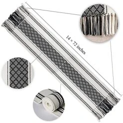 Boho Woven Table Runner 14 X 72 Inches Black And White Rustic Table Runners Modern Farmhouse Style Vintage Rustic Table Runner With Tassels For Dresser Bridal Shower Home Dining Table Decor -Wilton Shop 51b0RrR7HUL