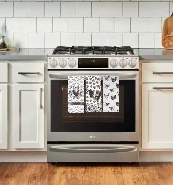 Ooster Kitchen Towels Set Farmhouse Dish Towels For Baking Drying Decor Cotton 15” X 25" 5 Ooster Kitchen Towels Set Farmhouse Dish Towels For Baking Drying Decor Cotton 15” X 25" - Image 3