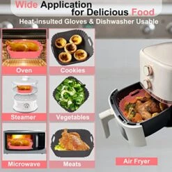 2-Pack Air Fryer Silicone Pots, Dompion Square 8 Inch Food Safe Silicone Basket Liners, Heat Resistant Reusable Easy To Clean Air Fryer Accessories With Heat-proof Gloves For 6QT Or Bigger Air Fryer 13 2-Pack Air Fryer Silicone Pots, Dompion Square 8 Inch Food Safe Silicone Basket Liners, Heat Resistant Reusable Easy To Clean Air Fryer Accessories With Heat-proof Gloves For 6QT Or Bigger Air Fryer -Wilton Shop 51b0s39jFcL