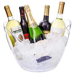 Ice Bucket Clear Acrylic 8 Liter Plastic Tub For Drinks And Parties, Food Grade, Holds 5 Full-Sized Bottles And Ice 1