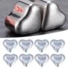 8Pcs Heart Shaped Metal Whiskey Ice Cubes, Stainless Steel Safe Whiskey Stones, Beer Cooler Cooling Whiskey Stone For Chilling Cocktails, Whiskey, Cool Drinks