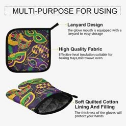 Mardi Gras Oven Mitt Pot Holder Gift Set Carnival Masquerade Mask Necklace Funny Cooking Glove Kitchen Potholder BBQ For Baking -Wilton Shop 51bEVITFAlL