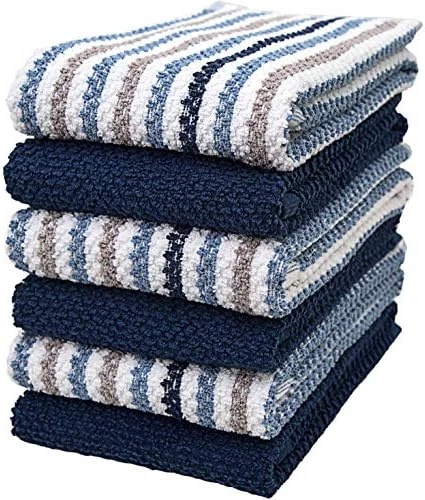 Kitchen Towels 16”x 26”- 6 Pack | Large Cotton Kitchen Hand Towels | Dish Towels | Popcorn Stripe Design | 400 GSM Highly Absorbent Tea Towels Set With Hanging Loop | Dish Towels For Kitchen | Tan 9 Kitchen Towels 16”x 26”- 6 Pack | Large Cotton Kitchen Hand Towels | Dish Towels | Popcorn Stripe Design | 400 GSM Highly Absorbent Tea Towels Set With Hanging Loop | Dish Towels For Kitchen | Tan - Image 7