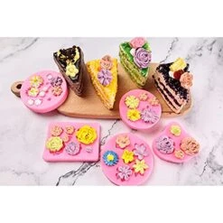 Flower Fondant Cake Molds-8 Pcs-Daisy, Rose, Chrysanthemum And Small Flower Leaf, Candy Silicone Molds For Chocolate Fondant Polymer Clay Soap Crafting Projects & Cake Decoration -Wilton Shop 51bKH2QSCmS