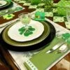St Patricks Day Green Shamrock Placemats 12X18 Inches Set Of 4, Buffalo Plaid Spring Seasonal Holiday Decor For Dining Table Indoor Home Farmhouse Tabletop Decoration AP248