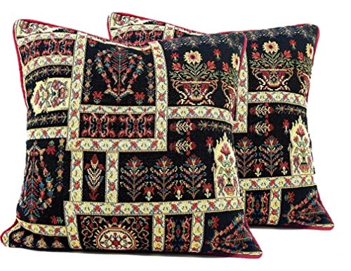 Rk Botanical Fleur Dining Table Tapestry Bundle - Set Of 8 Pieces Mughal Floral Ornate Colorful Black Cotton Linen Decor - 4 Placemats, 2 Table Runners, 2 Throw Pillow Covers (18197) 5 Rk Botanical Fleur Dining Table Tapestry Bundle - Set Of 8 Pieces Mughal Floral Ornate Colorful Black Cotton Linen Decor - 4 Placemats, 2 Table Runners, 2 Throw Pillow Covers (18197) - Image 3