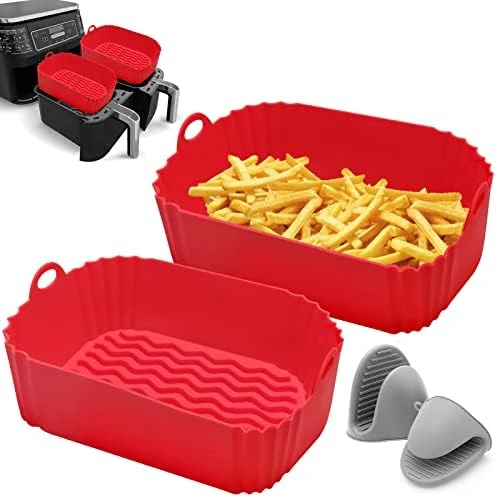 2 Packs Air Fryer Silicone Pot For Ninja Foodi Dual DZ201 DZ401, Food Grade Reusable Non Stick Replacement Silicone Air Fryer Liner Basket Bowl Accessories For Ninja 8 QT Air Fryer, Dishwasher Safe 17 2 Packs Air Fryer Silicone Pot For Ninja Foodi Dual DZ201 DZ401, Food Grade Reusable Non Stick Replacement Silicone Air Fryer Liner Basket Bowl Accessories For Ninja 8 QT Air Fryer, Dishwasher Safe - Image 15