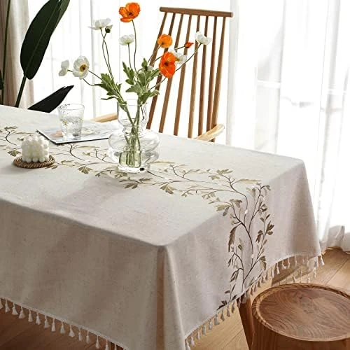 Tablecloth, Rectangle Table Cloth Linen Wrinkle Free Anti-Fading Tablecloths Washable Dust-Proof Table Cover For Kitchen Dinning Party (Rectangle/Oblong, 55''x70'',4-6 Seats, Gray) 8 Tablecloth, Rectangle Table Cloth Linen Wrinkle Free Anti-Fading Tablecloths Washable Dust-Proof Table Cover For Kitchen Dinning Party (Rectangle/Oblong, 55''x70'',4-6 Seats, Gray) - Image 6