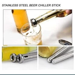 Beer Chiller Sticks For Bottles, 2 Pieces Stainless Steel Chiller Stick Beverage Cooler Cooling Sticks Keep Bottled Drinks Cold Unique Practical Mens Gifts For Beer Lovers,Dad,Birthday,Father's Day -Wilton Shop 51bfKKsbjsL