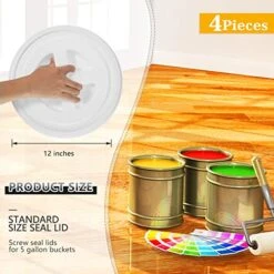 4 Pieces 5 Gallon Bucket With Lid Seal Lid Bucket Twist Lid Plastic Bucket Seal Lid Bucket Leakproof Lid Food Storage Container Lid Compatible With Gamma (White, Red) -Wilton Shop 51biK8qNrOL