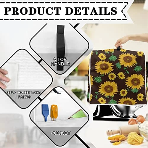 Rainbow Butterfly Print Stand Mixer Cover For Women,Waterproof Kitchen Appliance Organizer Bag Cover With Top Handle And Pocket 6 Rainbow Butterfly Print Stand Mixer Cover For Women,Waterproof Kitchen Appliance Organizer Bag Cover With Top Handle And Pocket - Image 4