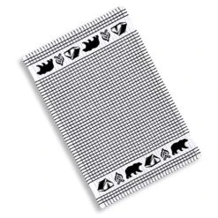 Wilderness Camping Terrycloth Kitchen Towels Windowpane Check Fabric, Set Of 4 (Black)