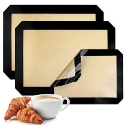 Silicone Baking Mat - HOOMIL Set Of 3 Reusable Silpat Baking Mats, Heat Resistant Food Grade Half Sheet Cooking Mats For Cookies, Macarons, Bread And Pastry