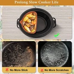 Slow Cooker Divider Liner Fit 6-8 QT, Silicone Crock Pot Liners Reusable Pot Divider Insert Cooking Accessories - Dishwasher Safe, Leakproof, BPA Free (Grey+Beige) -Wilton Shop 51bun1AlARL