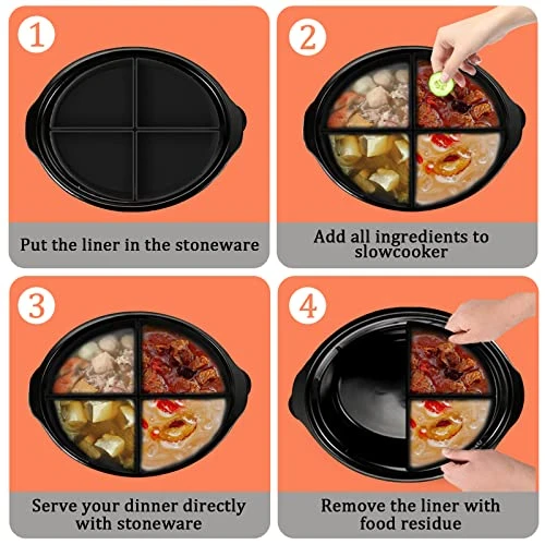 Fuezllno 4 Pack Slow Cooker Divider Liner Fit 6 QT, Reusable & Leakproof Silicone Divider, Dishwasher Safe Cooking Liner For 6 Quart Pot 7 Fuezllno 4 Pack Slow Cooker Divider Liner Fit 6 QT, Reusable & Leakproof Silicone Divider, Dishwasher Safe Cooking Liner For 6 Quart Pot - Image 5