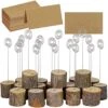 20 Pcs Rustic Wood Place Card Holders With Swirl Wire Wooden Bark Memo Holder Stand Card Photo Picture Note Clip Holders 5.8" And Kraft Place Cards Bulk For Wedding Party Table Number Name Sign -Wilton Shop 51c4o1wcLOL