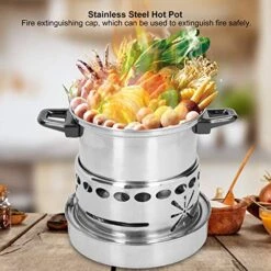 Camping Hot Pot Stove, 16cm Stainless Steel Outdoor Hot Pot Stove Camping Cookware Accessories 12 Camping Hot Pot Stove, 16cm Stainless Steel Outdoor Hot Pot Stove Camping Cookware Accessories -Wilton Shop 51c7uFzQ1SL