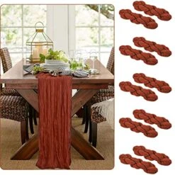 10 Pack Cheesecloth Table Runners Gauze Table Runners Terracotta Table Runner 10FT Farmhouse Table Runner For Wedding Bridal Shower Decoration