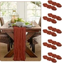 10 Pack Cheesecloth Table Runners Gauze Table Runners Terracotta Table Runner 10FT Farmhouse Table Runner For Wedding Bridal Shower Decoration -Wilton Shop 51c8pgVd1ZL. AC