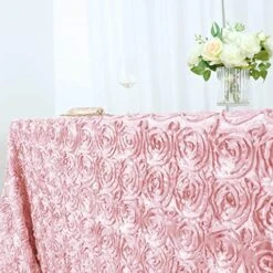 90x156 Blush Satin Raised Rosettes Rectangle Tablecloth Wedding Party Dining Room Table Linens -Wilton Shop 51cBQuNP0zL