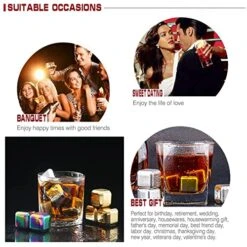 12 Pack Steel Rainbow Whiskey Stones For Men Dad Gifts, High Cooling Whiskey Rocks, Reusable Metal Ice Cubes, Chilling Stones, Wine Cooler For Drink,Bar Accessories W/Tongs & Freezer Tray -Wilton Shop 51cDEqdHQoL