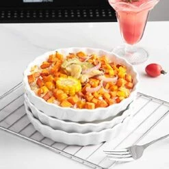 6 Pack 8 Ounce Porcelain Creme Brulee Ramekins Mini Fluted Quiche Dishes, 5.7 Inch Tart Pan Round Pie Plates For Baking, Dishwasher And Oven Safe -Wilton Shop 51cDc6wJfHL