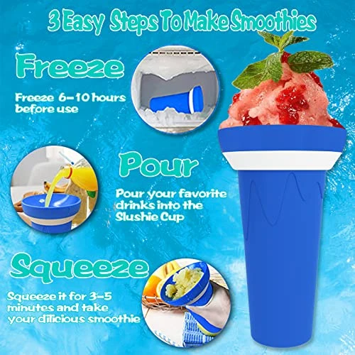 Slushie Maker Cup, TIK TOK Magic Squeeze Cup Quick Frozen Smoothies Cup Double Layer Slushy Maker Cup, Homemade Milk Shake Ice Cream Maker DIY It For Children And Adults (Large-Cup-Light Blue) 4 Slushie Maker Cup, TIK TOK Magic Squeeze Cup Quick Frozen Smoothies Cup Double Layer Slushy Maker Cup, Homemade Milk Shake Ice Cream Maker DIY It For Children And Adults (Large-Cup-Light Blue) - Image 2